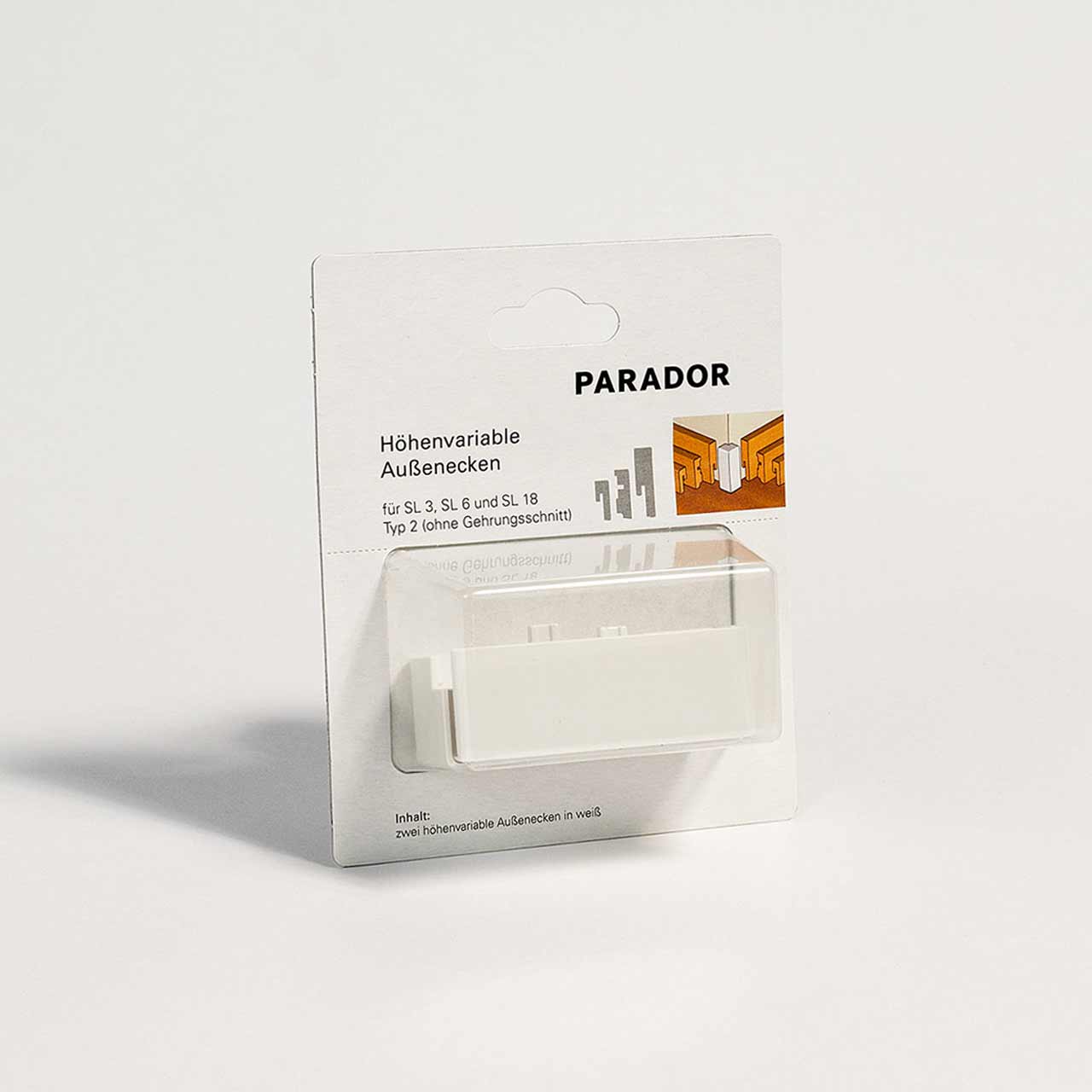 Parador Außenecken Weiß für Sockelleisten SL3 & SL18